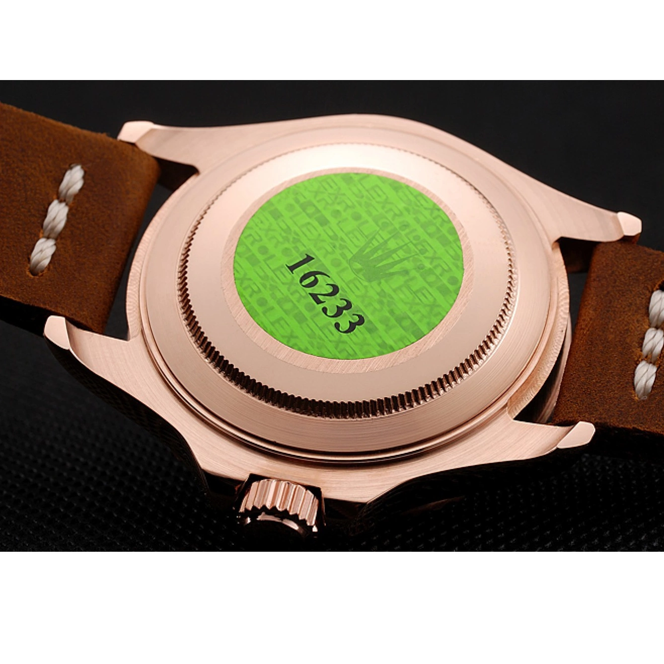 Aaa replica watch Bracelet Master Gold Brown 1453861 Case Dial Rose Leather Rolex Black Yacht 0602